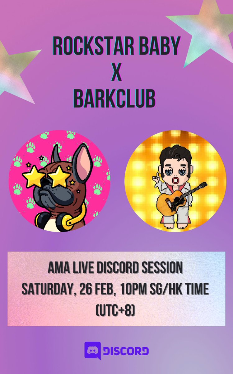 rockstarbabynft's tweet photo. Join us in Discord for the AMA session with @BarkClubNFT 🐾🎸

 https://t.co/XHnrUx1Onu https://t.co/SGGwmlPiYk