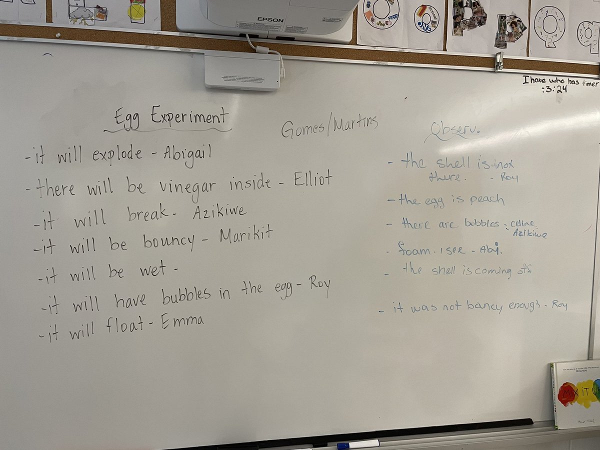 Egg experiment with Mrs. Thompson! Let an egg sit in vinegar over night and see what happens to it! Amazing predictions and observations. <a href="/StGregoryHCDSB/">St. Gregory</a> @Gomes__Martins <a href="/RosinaThompson3/">Rosina Thompson</a>