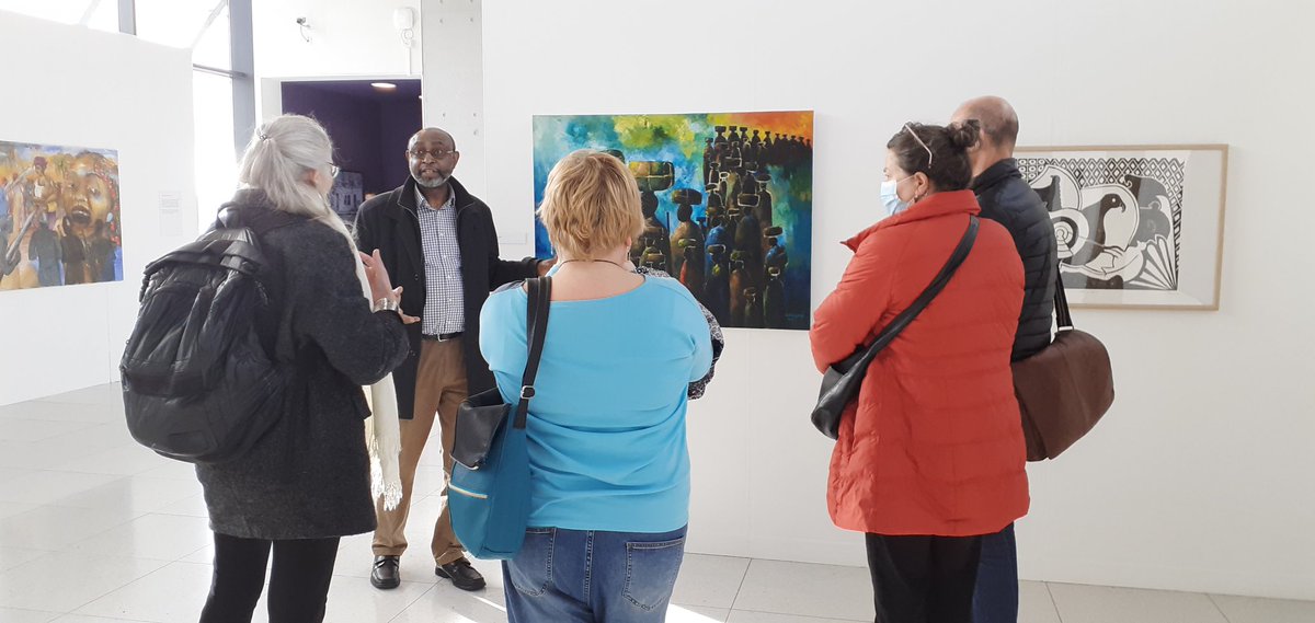 Legacies_Biafra's tweet photo. Today's tours of the Legacies of Biafra exhibition @GalleryOldham with @ChikeAzuonyeArt and @TitusAgbara (happening now). Final tour at 3pm by @HassartAliyu so join us! @NASUK_LTD https://t.co/UQgtolUzE6