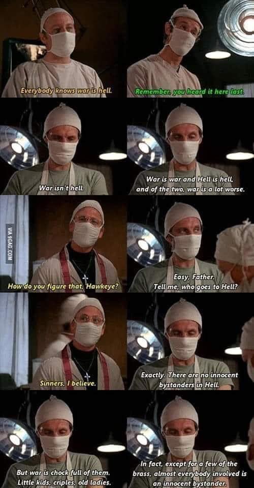 NoobieMatt's tweet photo. I vividly remember this scene from watching MASH as a boy. 

Sad then. Somehow sadder now. https://t.co/mcVIYHsTC0