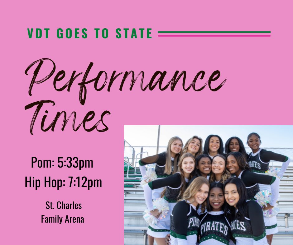 We’re heading to State today!! We can’t wait to compete with all of the amazing Missouri teams!! Go MO!!  💗💚