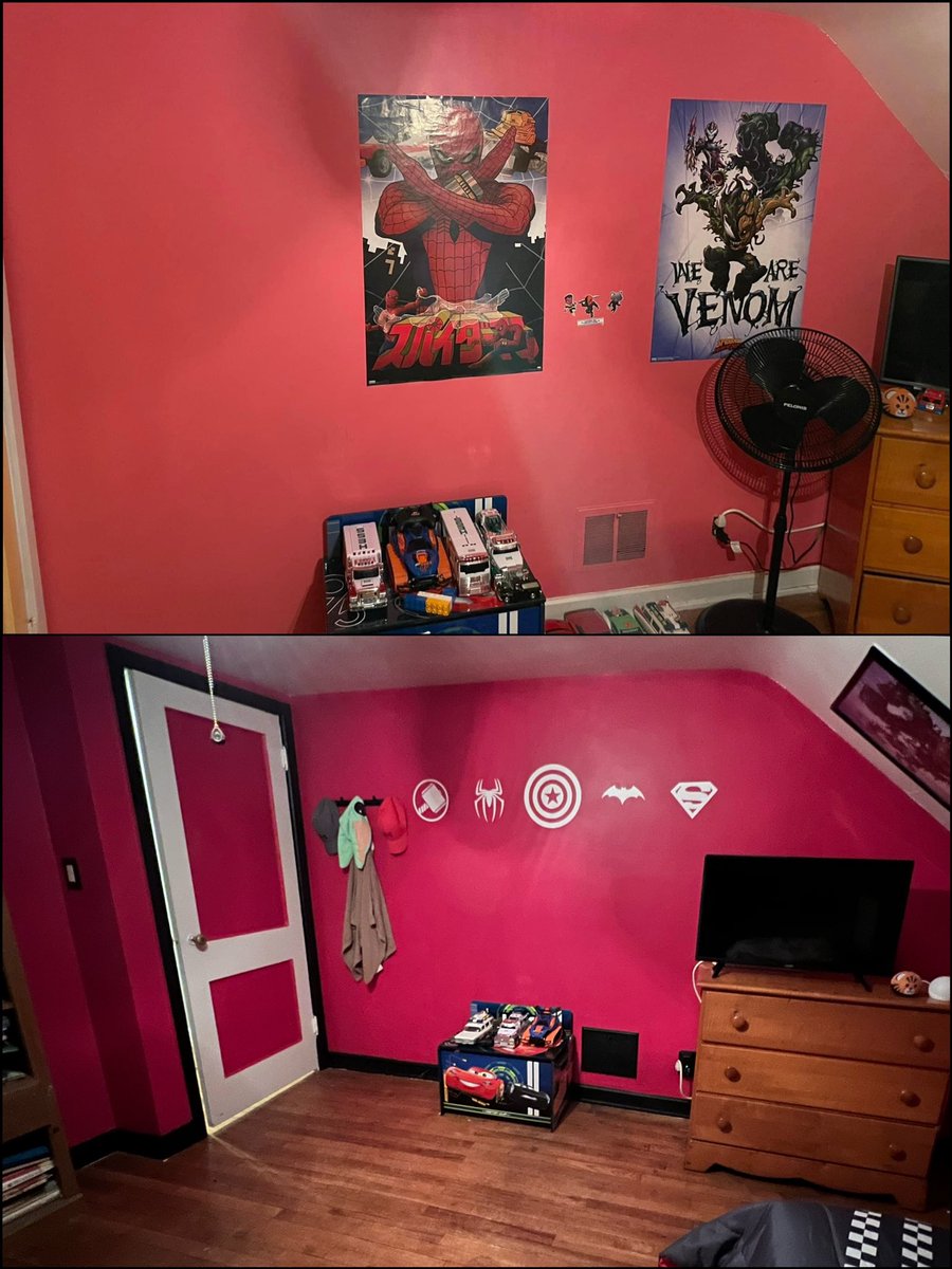 Our latest client got a kid’s bedroom refresh. We’re more than just man caves! #bedroomrefresh #marvel #batman #superman #CaptainAmerica #Thor #SpiderMan https://t.co/ZEk7AcbFme