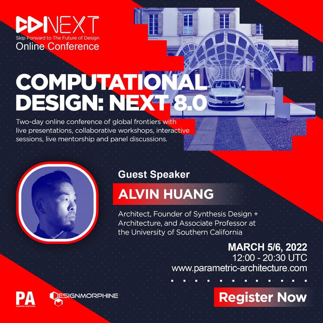 ParametricArchitecture (@parametricarch) on Twitter photo Alvin Huang, award-winning Los Angeles-based architect, educator, and founder of <a href="/SynthesisDNA/">Alvin Huang, AIA, NOMA</a> will delve into the intersections between technology and culture by delivering a keynote lecture at the Computational Design: NEXT 8.0 conference. Join now: π parametric-architecture.com/computational-β¦ Alvin Huang, award-winning Los Angeles-based architect, educator, and founder of <a href="/SynthesisDNA/">Alvin Huang, AIA, NOMA</a> will delve into the intersections between technology and culture by delivering a keynote lecture at the Computational Design: NEXT 8.0 conference. Join now: π parametric-architecture.com/computational-β¦