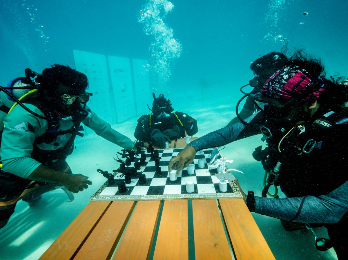 Common Question: what are you going to do for 50 hours submerged? Uncommon answer: Play Chess. #oceansixfifty #50yrs50hrs #oneoceanonehome #ecosystem #pledgetoprotect #plasticfree #stoppollution #scuba #divelife #nature #wonders #savetheseas #reef #diveforhope #sunnysideoflife