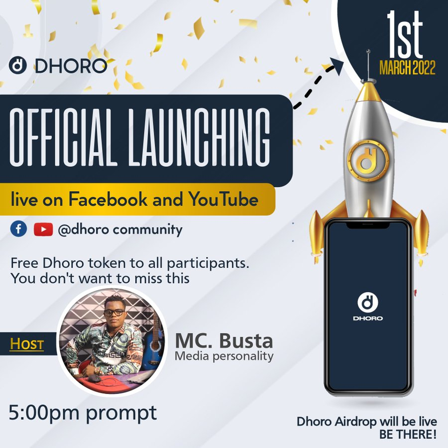 temspecialone's tweet photo. We hav great news for you'll website will be launched on the 01/03/22 which means that, 4rm March 1,Dhoro digital coins will be available for all users to buy, Dhoro Airdrop will also go live and we are giving away $2000 worth of Dhoro digital tokens to all the participants! https://t.co/hgIgayMPVS