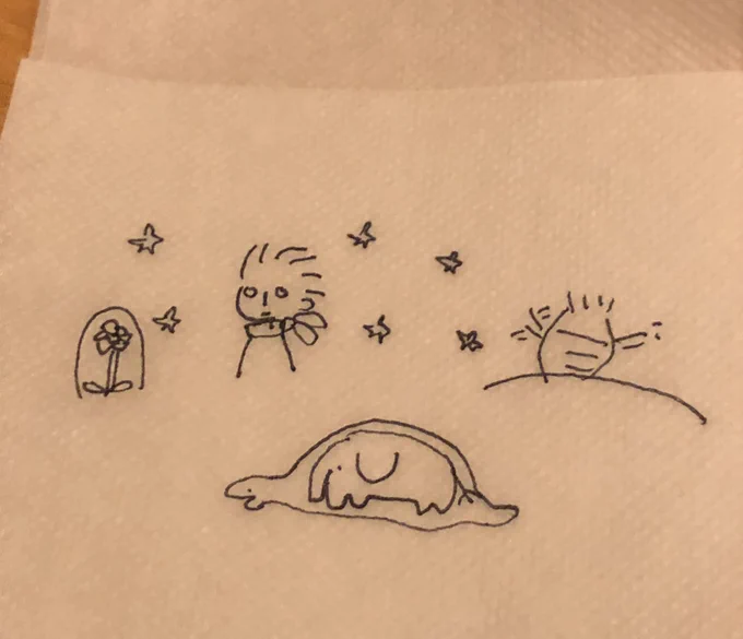 お店のナプキンに絵を描いた(酔ってる) 