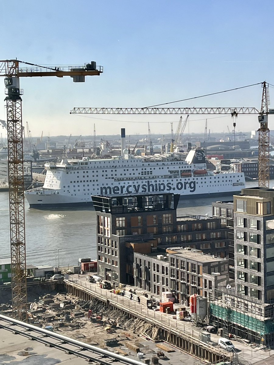 lindazoon's tweet photo. #mercyships @MercyShipsNL on her way…  #rotterdam #hospitalship #theglobalmercy #globalsurgery https://t.co/8CpwdZqjTB