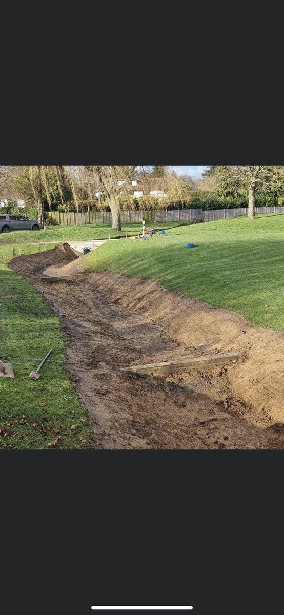 Letchworthgreen's tweet photo. Slight widening of the ditch on the 1st hole @letchworth_golf by @mckiegroup making a feature of the existing water path https://t.co/dZf8YbV8kK