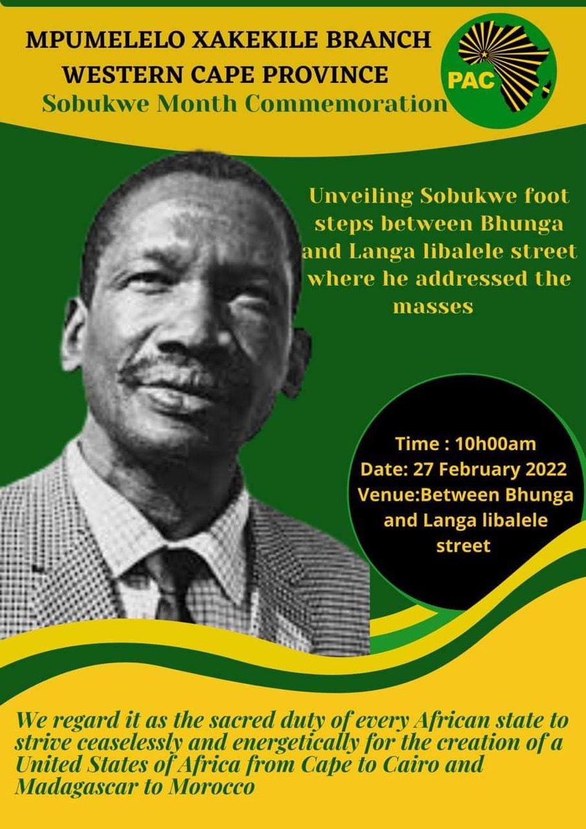 Let us be like Sobukwe. #sobukwemonth #PACofAzania #capemetro #westerncape #politics #Langa #historymatters #mpumeleloxakekilebranch
