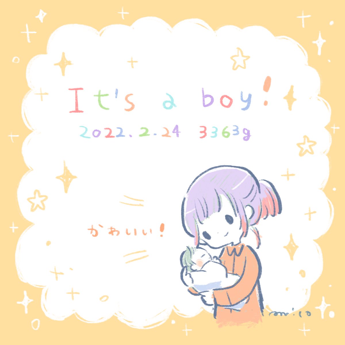 「産みました〜🥳 」|paricoのイラスト