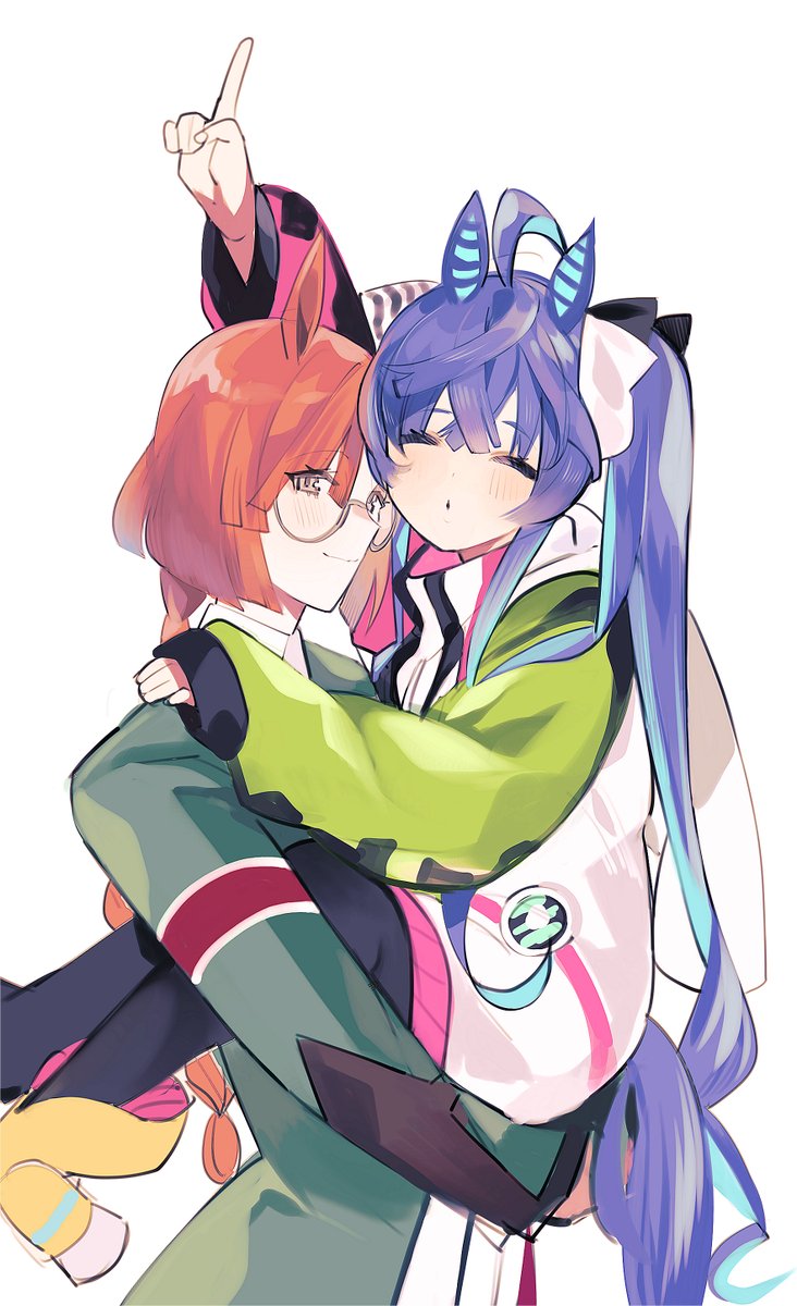 twin turbo (umamusume) multiple girls animal ears horse ears 2girls round eyewear glasses tail  illustration images