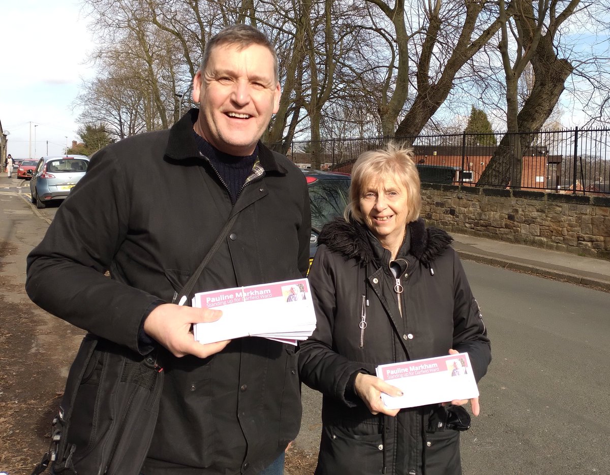 On the #labourdoorstep in Darfield this morning with my @UKLabour ward colleague @paulinemarkham1. I was left trailing in her wake; she's a brilliant local councillor who doesn't half walk quickly.