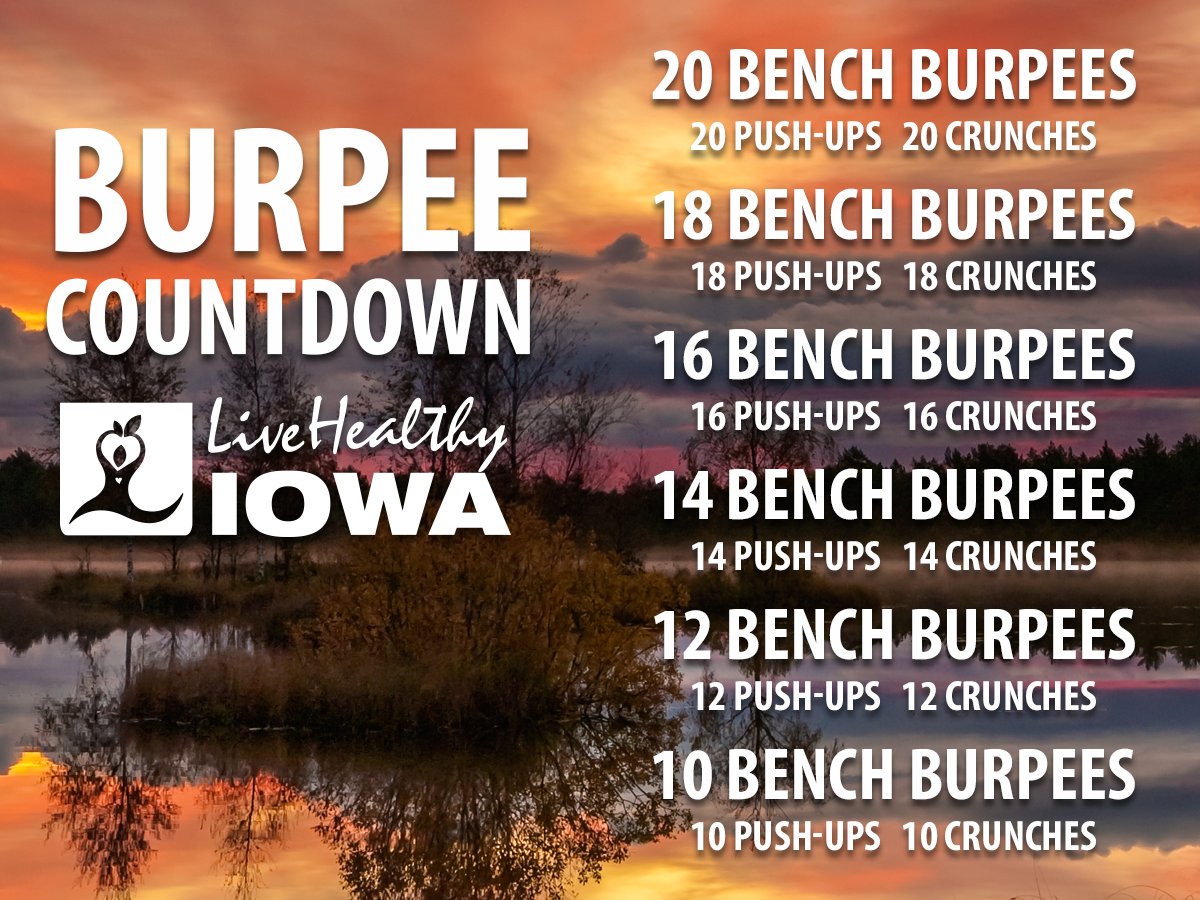 livehealthyiowa's tweet photo. Burpees...it is a love-hate kind of thing. For more of a challenge do full burpees.
#LiveHealthyIowa #keepmovingIowa #weekendworkout #burpees https://t.co/pNLUbIzYxW