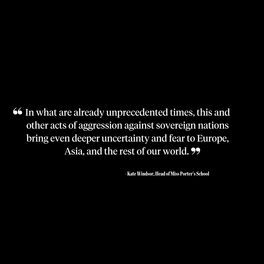 missporters's tweet photo. A letter to the Miss Porter's School community on the current crisis in Ukraine.  
#MissPortersSchool #Farmington 
https://t.co/uVsWJifUmH https://t.co/QNhYnRXXiY