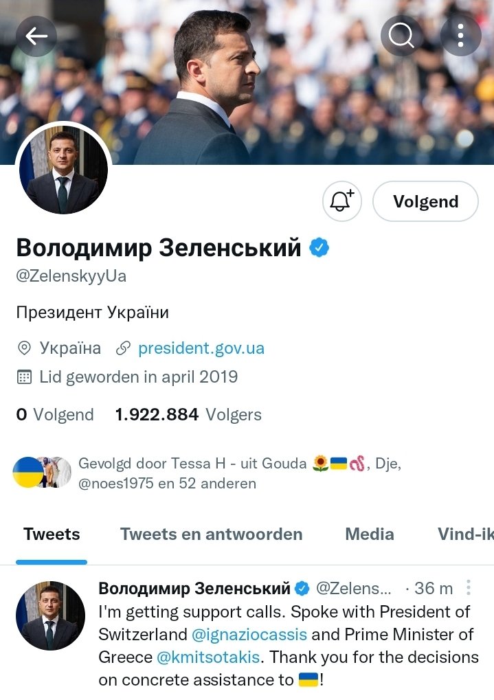Jaaaaa  🇺🇦 ... zullen we hm massaal volgen als support : President van Oekraïne 
RT = lief
#oprechtevraag 

x.com/ZelenskyyUa?t=…