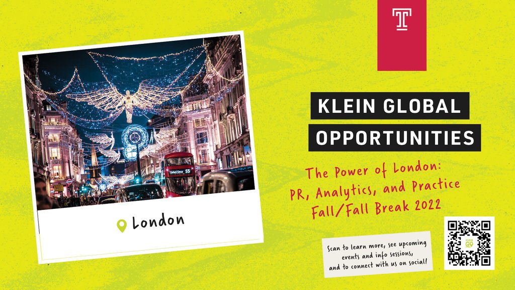 Priority registration for fall 2022 begins April 4th. Secure one of your PR major/minor requirement courses now by applying to our Power of London fall/fall break 2022 program! 

Read more + apply by March 15th, 2022: bit.ly/pol2022
@wordjones <a href="/tukleincollege/">Klein College</a> @kleindapr