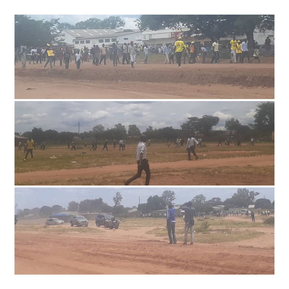daddyhope's tweet photo. The whole of Gokwe is now teeming with teargas in the air after Zimbabwe’s police disrupted and stopped the main opposition leader @nelsonchamisa from addressing his party’s @CCCZimbabwe 
by-election rally!

It has rendered the whole by-election process illegitimate and a fraud! https://t.co/1U6x1Dii3v