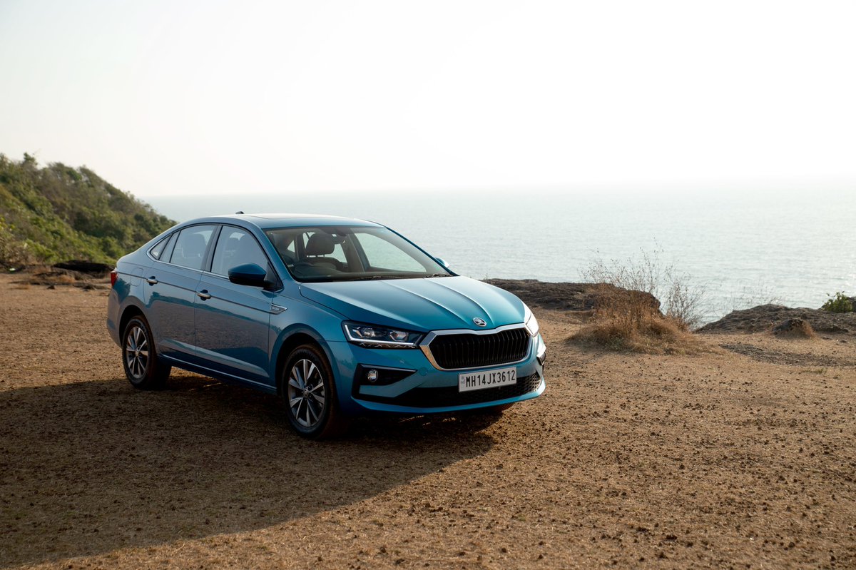 SkodaIndia_PR's tweet photo. Here’s our gorgeous #ŠKODASLAVIA slaying with its stylish and elegant design on the picturesque roads of Goa

#DriveWithSLAVIA https://t.co/7dmZO7be5b
