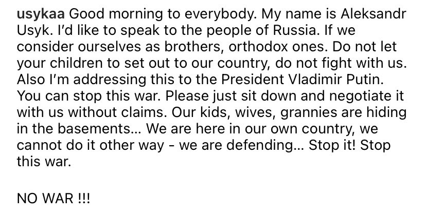 BOXRAW's tweet image. Heavyweight champion @usykaa releases another statement from Ukraine 🇺🇦 #StandWithUkriane