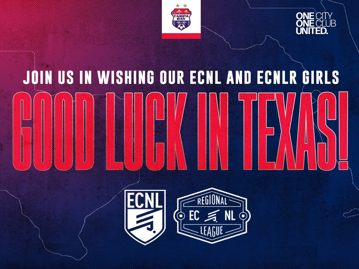 It’s Showcase time! Best of luck to our #TampaBayUnited U14, U15, and U16 #ECNL and #ECNLR girls teams as they get ready to start the #houstontx showcase. #ourpathway #ecnl #ecnlshowcase⚽ #ecnlregionalleague #forthew #wleague #ourculture #provennotpromised