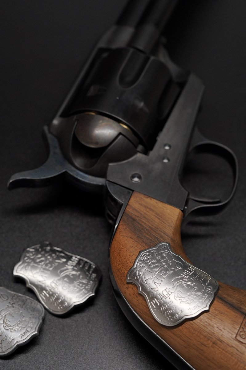 SARグリップメダリオン、ガイアクロームver.両側完成。一週間くらい乾かせばちょっと触るくらいでは剥げないかもしれないな。 