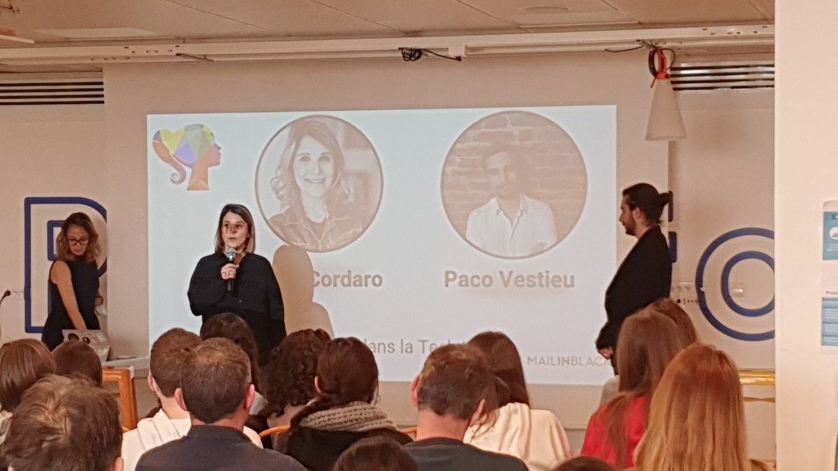 #GirlsTechDayMarseille #GTDMRS22 Marine Cordaro et  <a href="/PacoVestieu/">Paco Vst</a> de <a href="/mailinblack_fr/">Mailinblack</a>, parlent des parcours non tech dans la tech, autour du commercial ou de la communication cc <a href="/thomasjkerjean/">Thomas Kerjean</a>