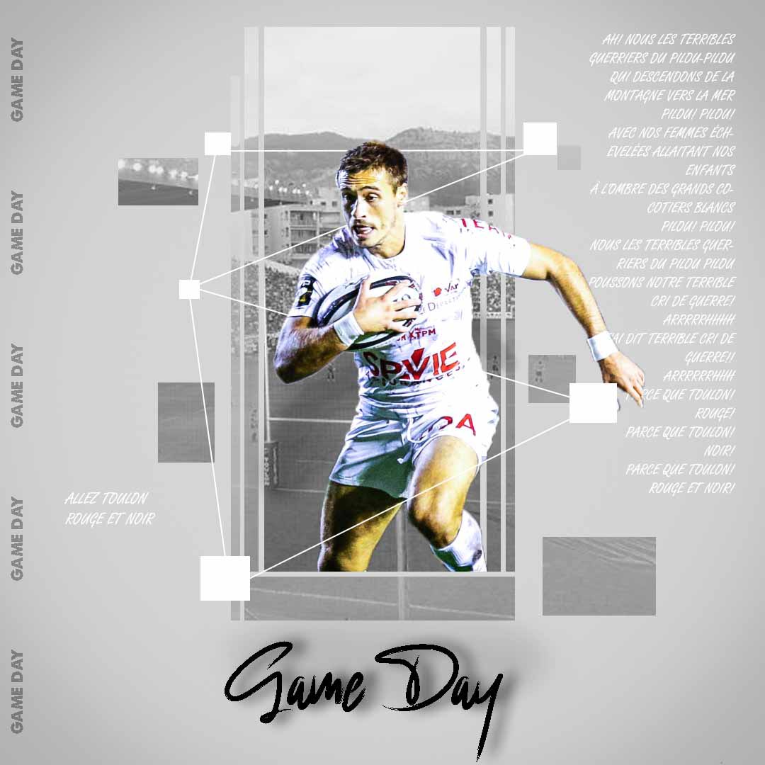 🎨

A new Game Day poster and design created for <a href="/rugbytoulon_/">#RugbyToulon</a> 

Celebrating <a href="/RCTofficiel/">RCT – Rugby Club Toulonnais</a>’s upcoming match against Brive, and featuring Jules Blanc.

What Match Day graphics for your Club? Then slide into our DMs 😋