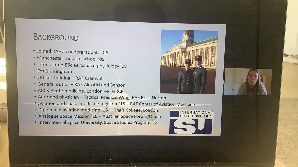 And now, my brilliant mentor <a href="/Bonposselt/">Bonnie Posselt</a> talking about Aviation and Space Medicine in the UK 🤩 we are honoured to have Dr Posselt with us and for sharing her journey! #AerospaceMedicine