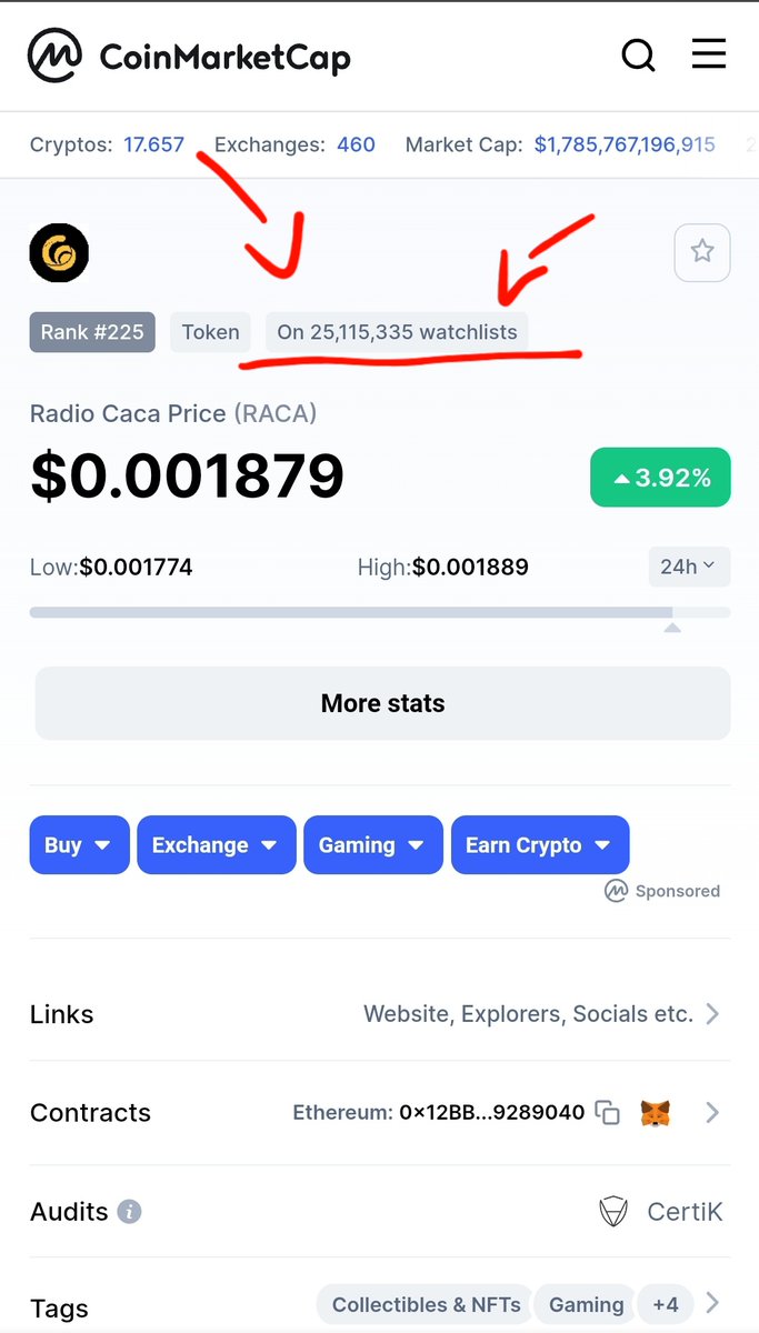 Marvilax's tweet photo. @FTX_Official @RadioCacaNFT 

Watchlists  @CoinMarketCap https://t.co/L2TA4s8S5F
