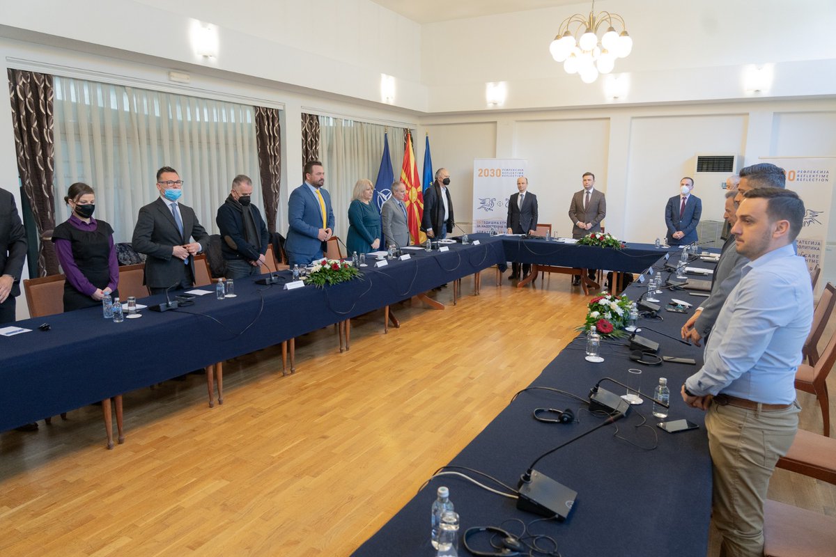 Bujar_O's tweet photo. Before the start of the #Reflection2030 debate, we payed a respect to the late Ambassador, academic & well-known writer, Luan Starova https://t.co/f0uTDYfctn