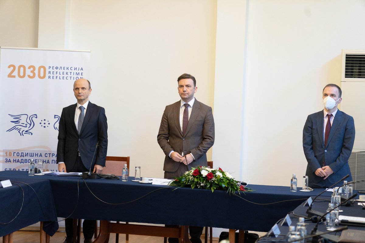 Bujar_O's tweet photo. Before the start of the #Reflection2030 debate, we payed a respect to the late Ambassador, academic & well-known writer, Luan Starova https://t.co/f0uTDYfctn
