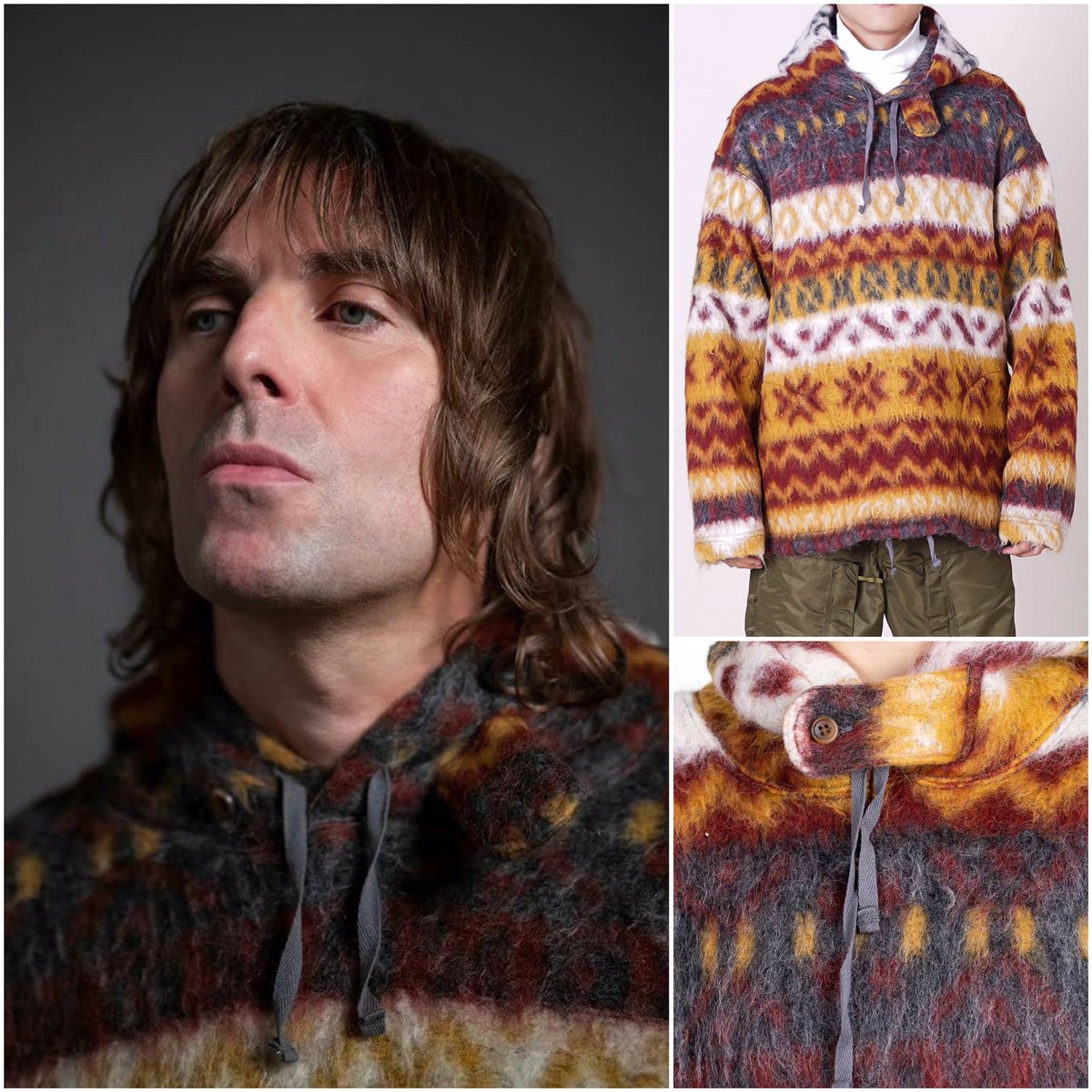 Liam Gallagher wears Engineered Garments Long Sleeve Hoody 