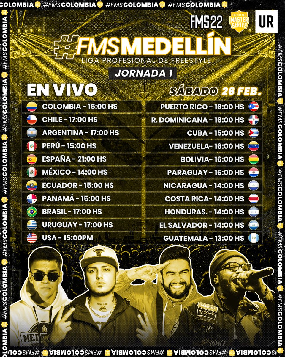 fmscolombia_'s tweet photo. La liga más chimba de FMS se inaugura con una excelente jornada 🤩

No te pierdas la transmisión en vivo de la primera jornada por el canal de @urbanroosters 📺

Comenzamos con la previa a las 14hs. y las batallas a las 15hs. 🇨🇴

⚠️ El uso de cubrebocas será obligatorio ⚠️ https://t.co/XeUQxN2KJb