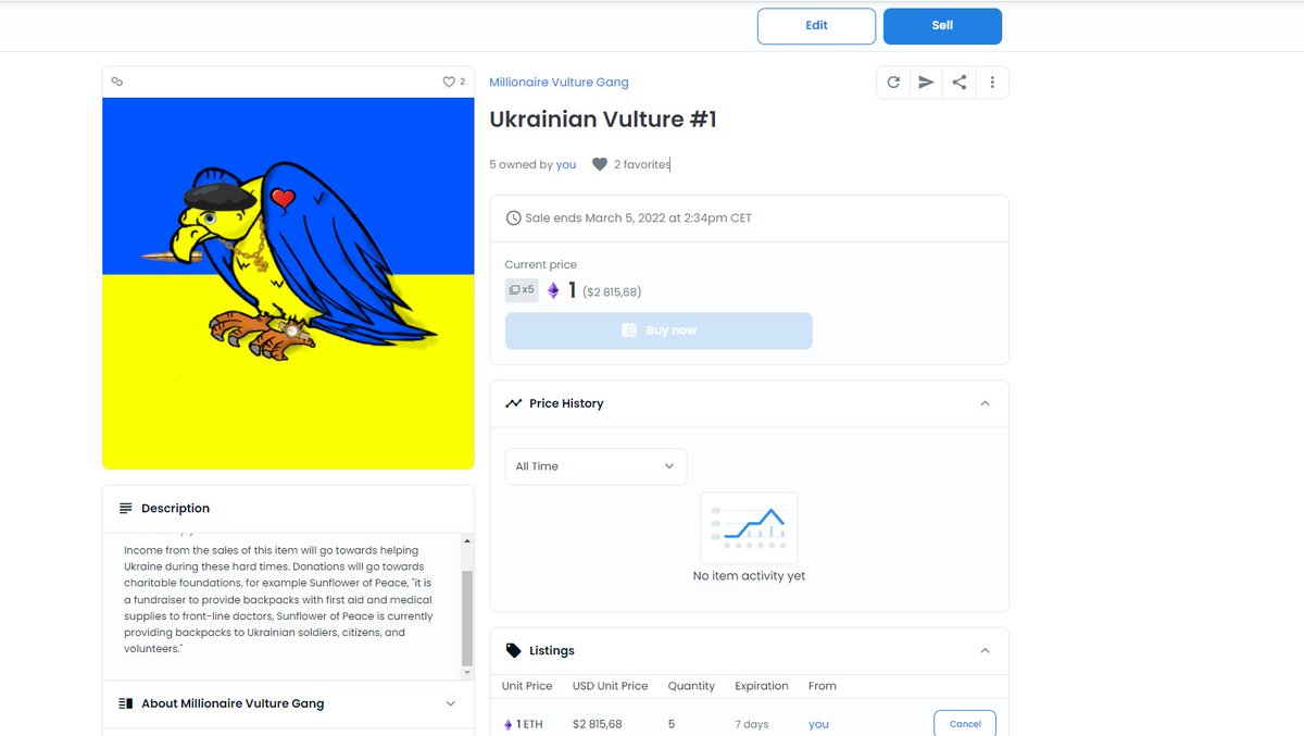 blankBside's tweet photo. 5 Ukrainian Vultures are available for purchase, income will be donated to Ukraine! Let´s help together!!
#nft #ukraine #donation #polygon #nftcollection #vultures https://t.co/nU29TTMt8Y
