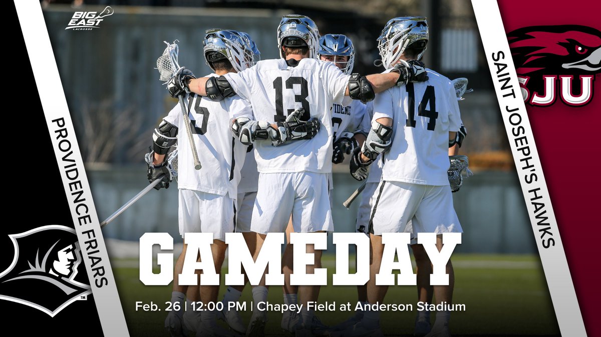 PCFriarsLax's tweet photo. Rise and shine Friars 🌅 it's GAMEDAY !! 

The Friars are back on the Chap TODAY for a matchup against the Saint Joseph's Hawks. Come show your support! #GoFriars 

🆚 @SJUHawks_MLax 
⏲️ 12:00 PM
🏡 Chapey Field at Anderson Stadium
🔗https://t.co/iS40HsIFD1 https://t.co/RdImQHaFyv