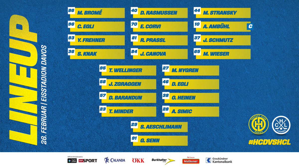 HCD_offiziell's tweet photo. 🚨 Game 4️⃣5⃣🆚 @OfficialHCL
Das 🔵🟡- #lineup gegen ⚫️⚪️ ohne:
#56Wieser, #71Paschoud, #66Nussbaumer (alle 🤕), #90Jung (gesperrt), #75Stoop (🤒) und #88Pospisil (überzählig).
📲 Ticker: https://t.co/bcmai2kO72
#HCDvsHCL https://t.co/Ykp1dHNa7H
