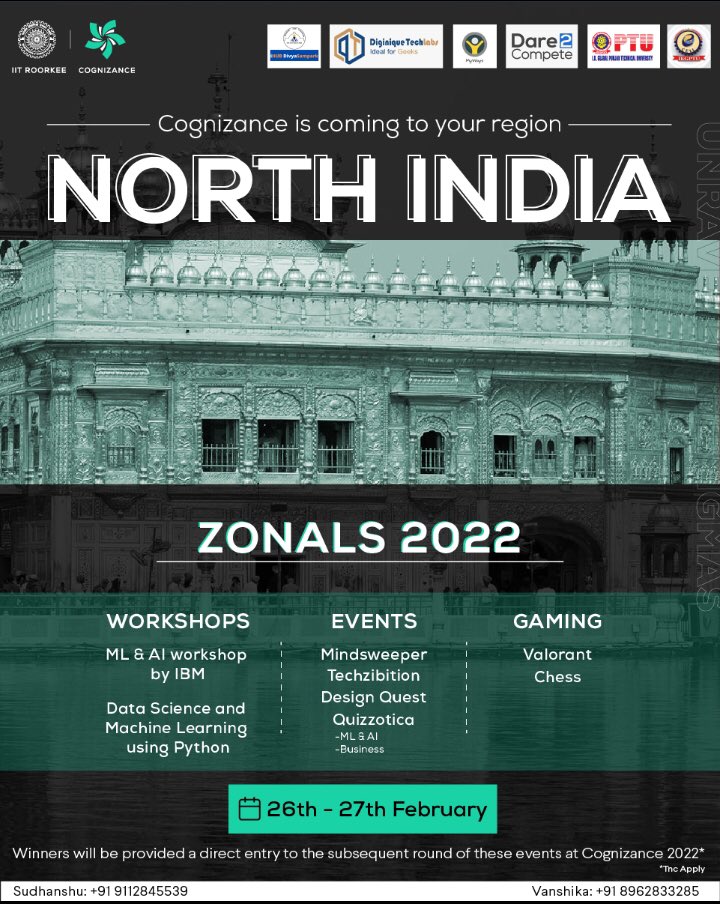 NavdeepakSandhu's tweet photo. Register to participate in Cognizance (@ecellikgptu in collaboration with @CognizanceIITR)

Students of @IKGujralPTU campuses &amp; affiliated colleges across Punjab can participate. https://t.co/StCvg9YBst
