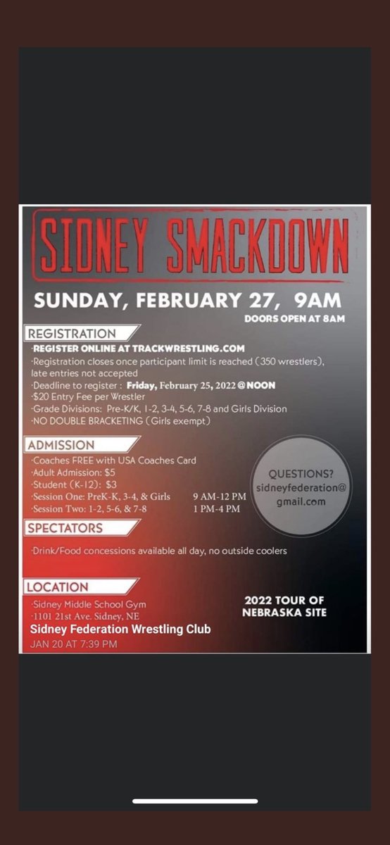 Sidney NE Wrestling (@sidneynewrestle) on Twitter photo 