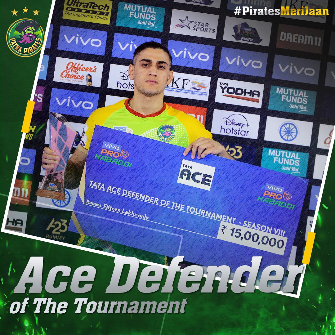 Patna Pirates on Twitter: "CONGRATULATIONS MOHAMMADREZA SHADLOUI CHIYANEH  🎊 Debut season in Vivo Pro Kabaddi and being titled as the “Best Defender  of the tournament”🙌 Truly you made a mark and we