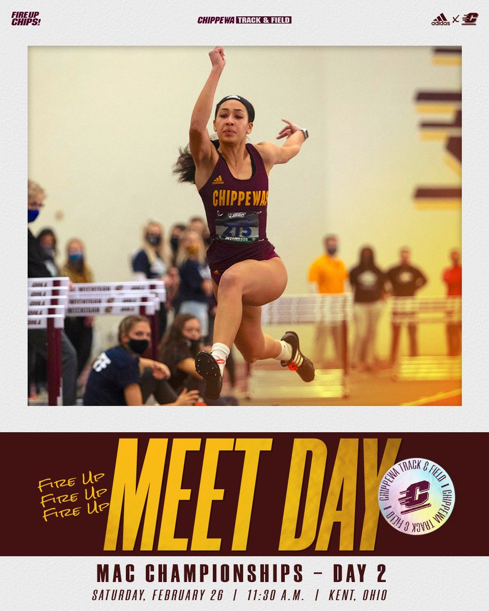 CMUtrack's tweet photo. CHAMPIONSHIP MEET DAY‼️ 

MAC Championships - Day 2
🕛 11:30 a.m.
📍 Kent, Ohio
📺 https://t.co/5DF79pAeKB
📊 https://t.co/cYu737dwFZ

#FireUpChips 🔥⬆️ https://t.co/VpZkiJNpzL