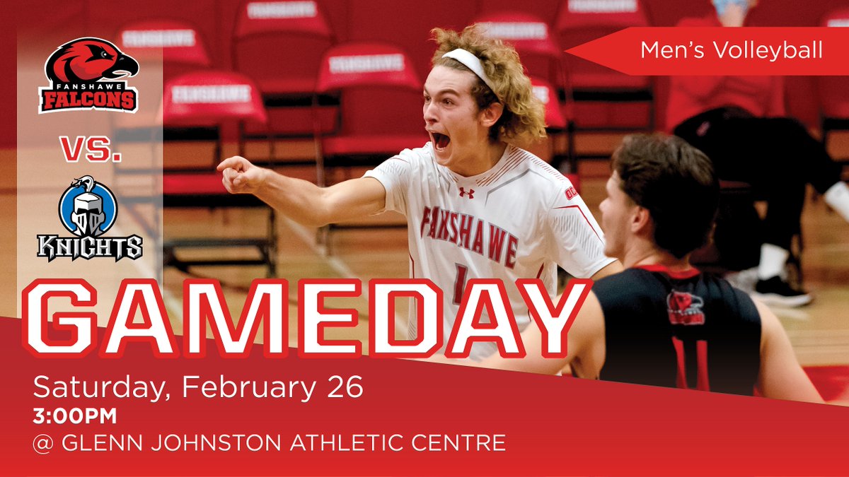 #GAMEDAY ! The Fanshawe Volleyball squads host the Niagara Knights this afternoon! Women take the court at 1pm, followed by the Men at 3pm. #FlyHigh #FeartheFalcons