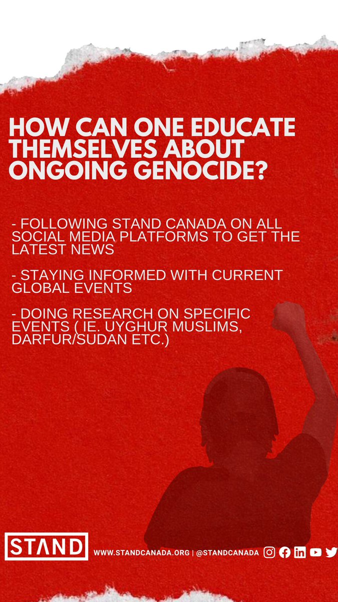 STANDCanada's tweet photo. As our virtual town hall fast approaches here is a list of ways to educate yourself and stay informed about anti-genocide advocacy. 

Join us at our virtual town hall “Revisiting the Tools of Anti-Genocide Activism After Beijing 2022”

Click to Register: https://t.co/SvUo5IWXnD https://t.co/ngaEJbYPlz