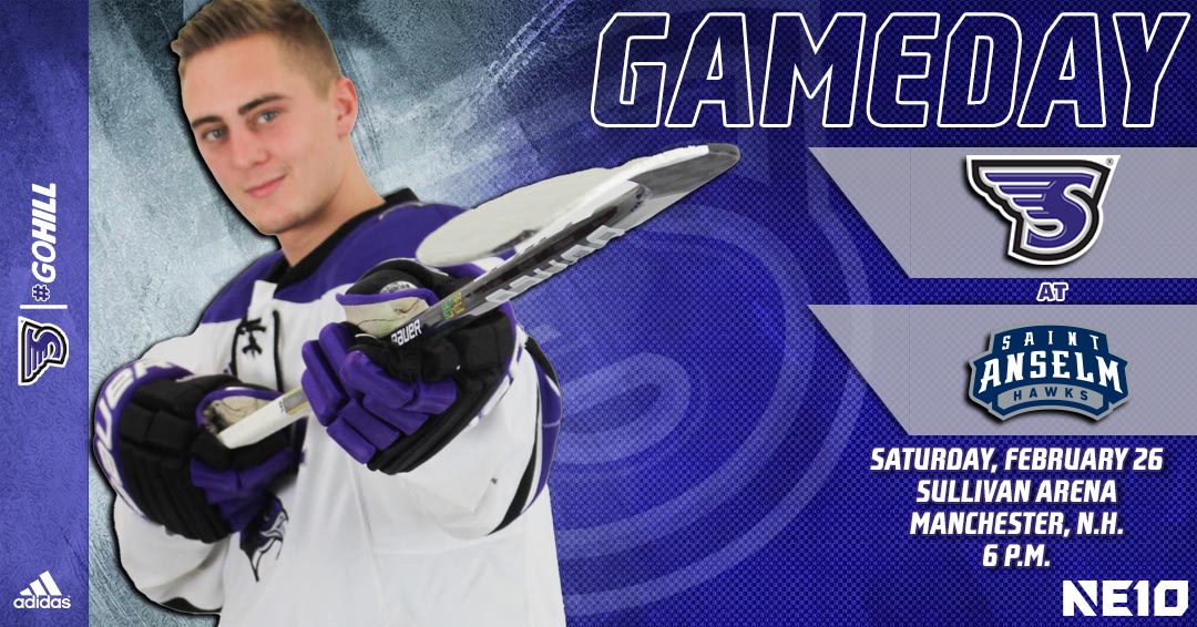 GoStonehill's tweet photo. Playoff time! @StonehillHockey heads up to Saint Anselm for the first round of the @TheNortheast10 playoffs slated for a 6 p.m. puck drop! #GoHill #NE10Embrace #NCAAD2

📊https://t.co/99dloIMnkH
📺https://t.co/mdlbHywWCz https://t.co/qaIY6tuz6U