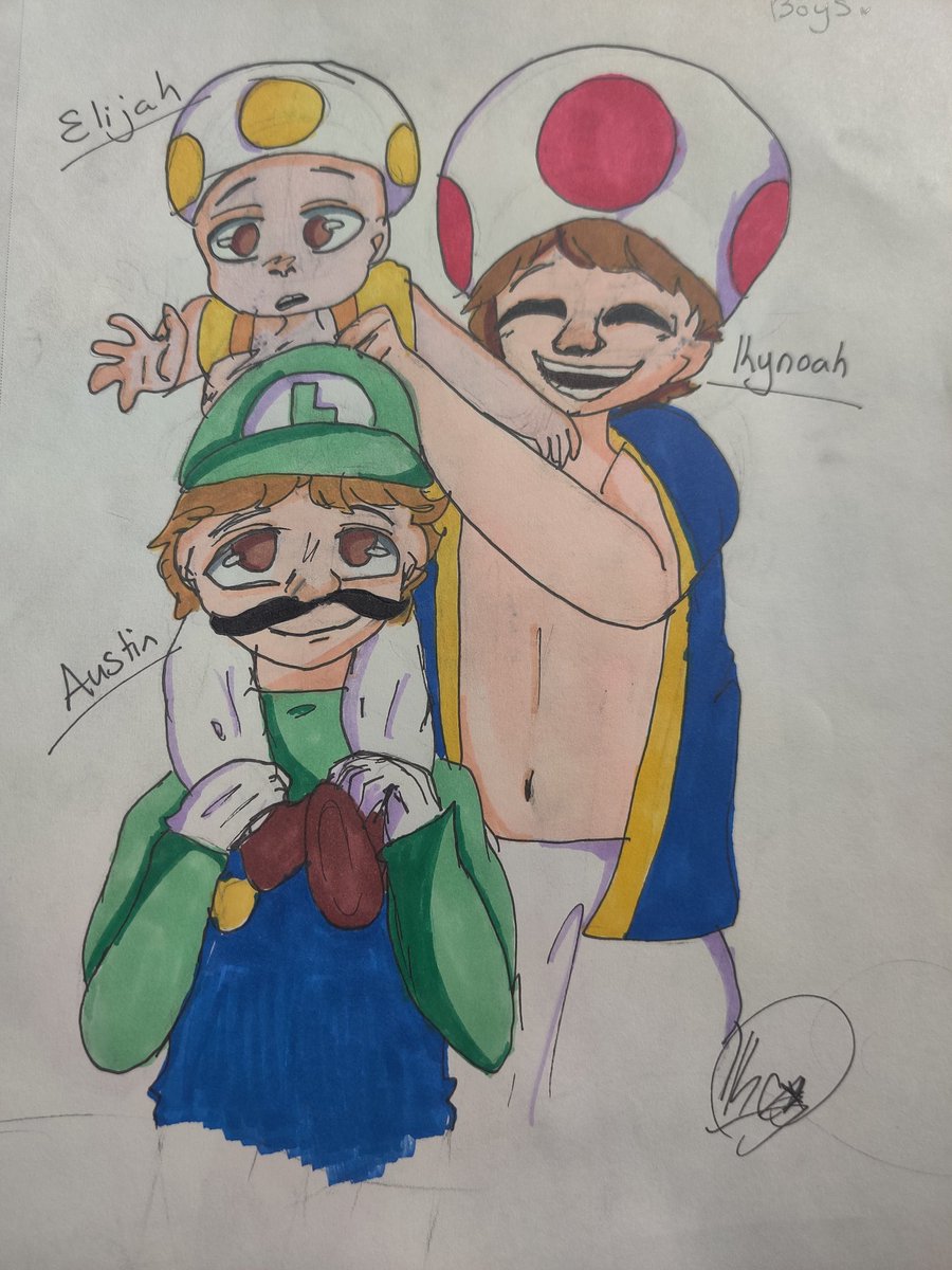 RedSC10's tweet image. My daughter drew a picture of my boys. My daughter is 13.