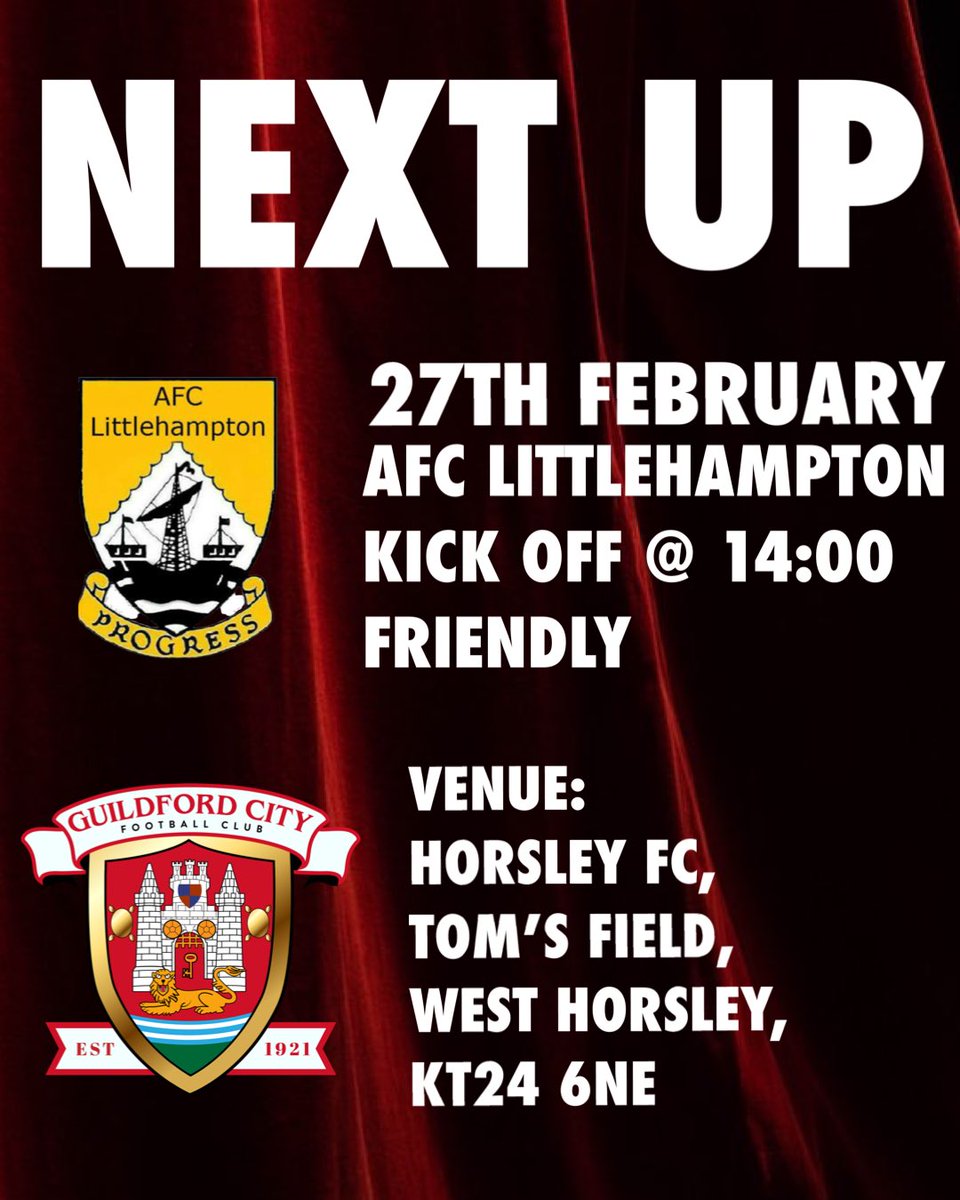 Guildford City Women FC (@guildfordwomen) on Twitter photo Tomorrow we are at home to <a href="/AFCLALadies/">AFC Littlehampton Ladies</a> ! We are now into a run of friendly matches, and are excited to test ourselves against different opponents! Tomorrow we are at home to <a href="/AFCLALadies/">AFC Littlehampton Ladies</a> ! We are now into a run of friendly matches, and are excited to test ourselves against different opponents!
