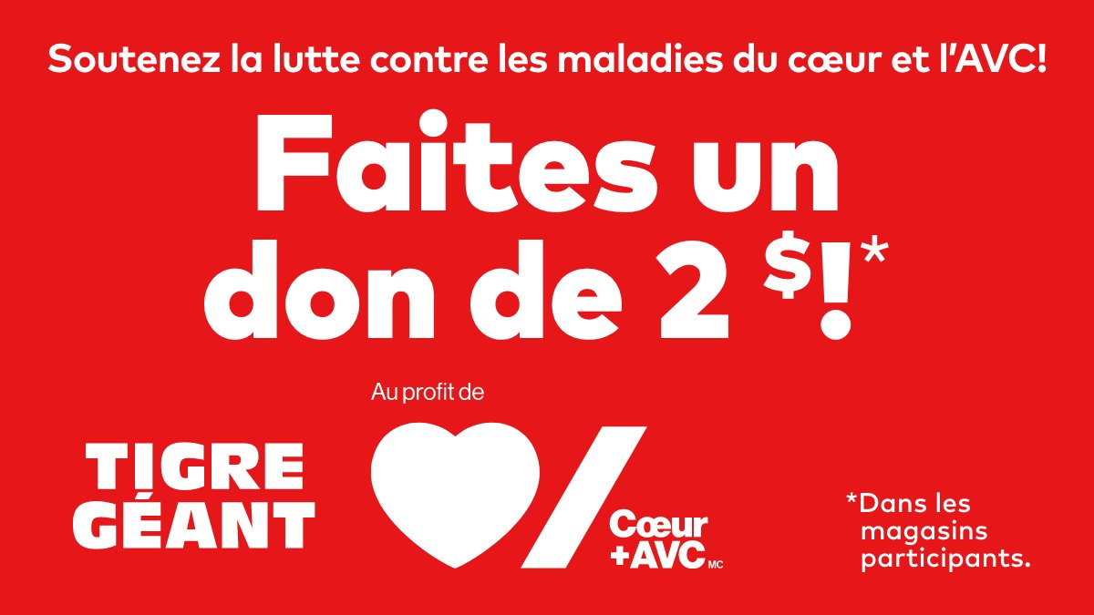 Il n'est pas trop tard! Jusqu'au 28 février, vous pouvez contribuer par un don à la mission de la Fondation des maladies du cœur et de l'AVC, qui est d’aider les Canadiennes et Canadiens à mener une vie saine. Visitez un magasin participant pour faire un don!