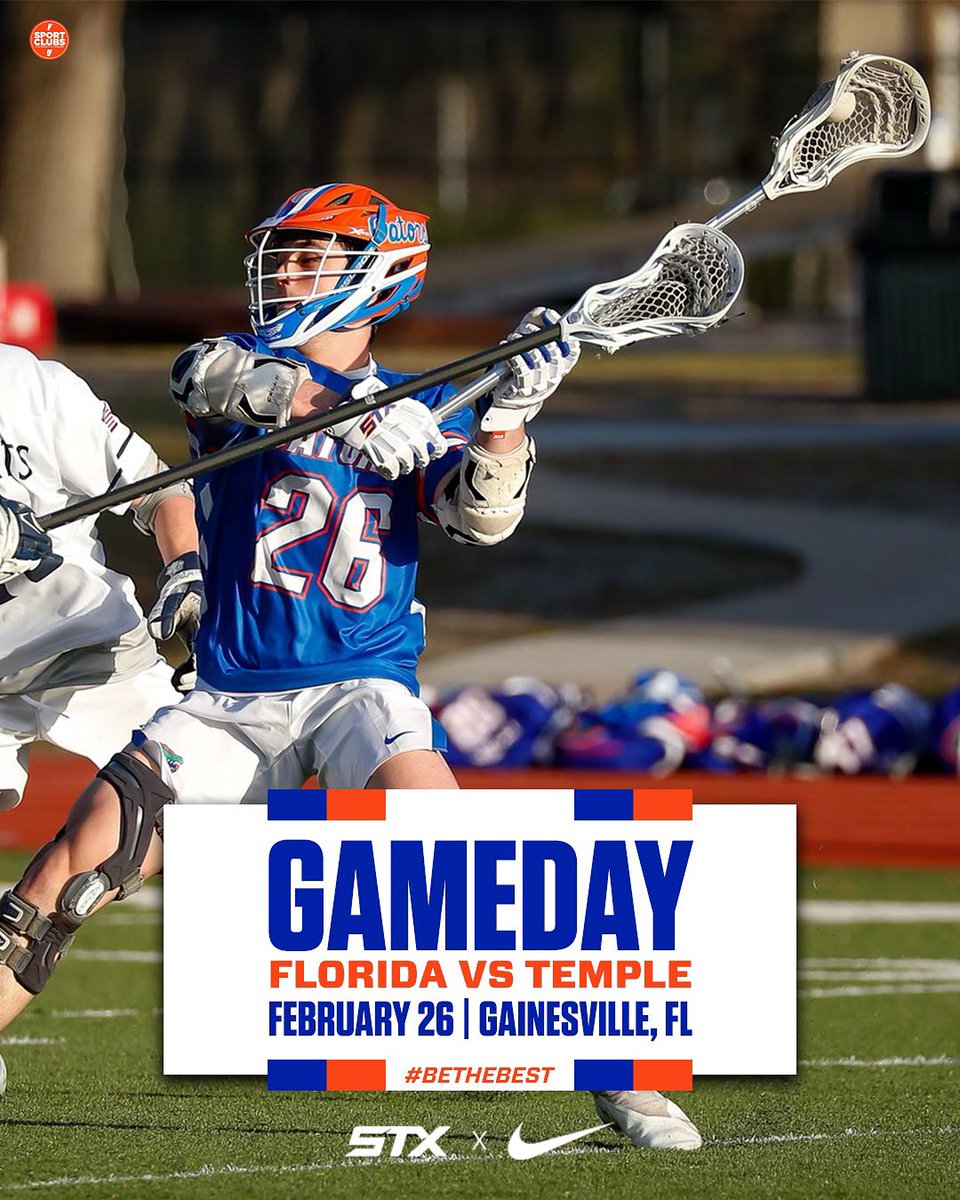 GatorsLaxClub's tweet photo. GAMEDAY 

🆚 Temple 
⏰ 2:00 pm 
📍SWRC Field 5&amp;6 | Gainesville, FL
📊Live updates on Twitter
📺 Live Stream on QwikCut link in bio

#BeTheBest

📸: @chrisfrezza31 @LacrosseBolles https://t.co/TeJ7BPJiIw