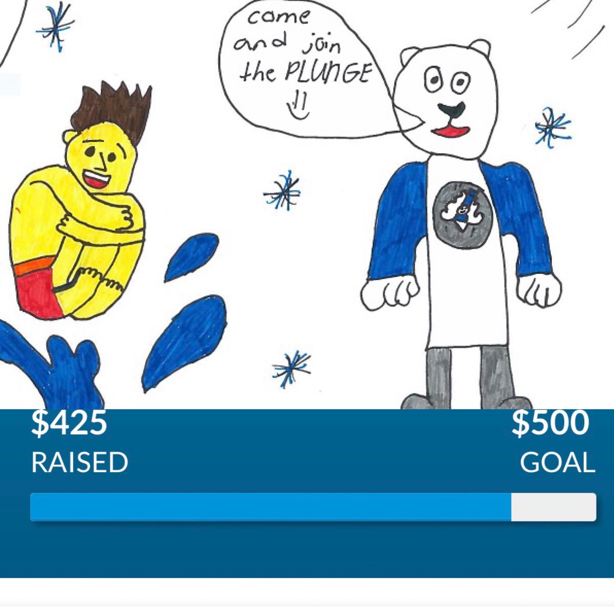 Just $75 way to 500 any donation help me my goal messager me I will send link  for special Olympics polar plunge