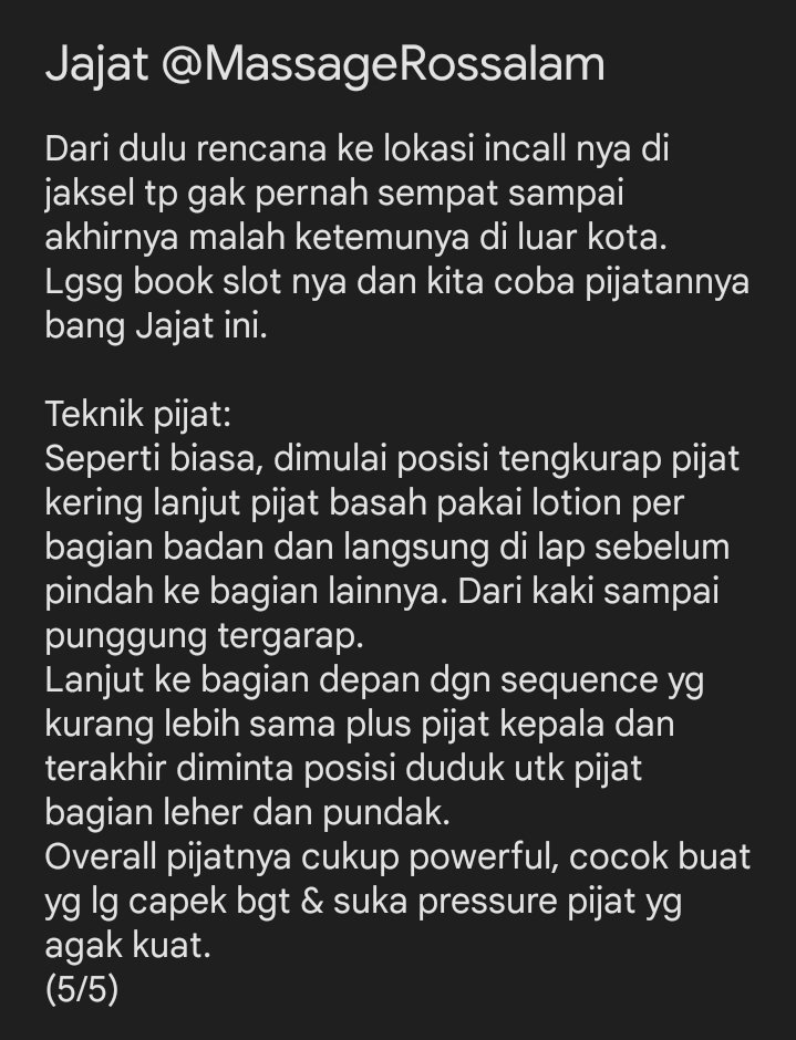 ArdyoJkt's tweet photo. Review massage Jajat
@MassageRossalam https://t.co/W5efa7VLKB