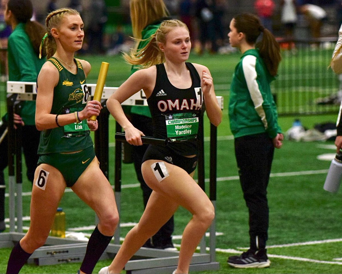 OmahaTFXC's tweet photo. 𝗗𝗠𝗥 | In Friday nights final event, the team of Gwen Steffen, Brianna Fulton, Olivia Steffen, &amp; Maddie Yardley finish in 6th place with a time of 12:29.08. 

The fastest DMR ran since 2016‼️

#EveryoneForOmaha | #OmahaTFXC ⚫️🔴🐮 https://t.co/o6mrK9x9xT